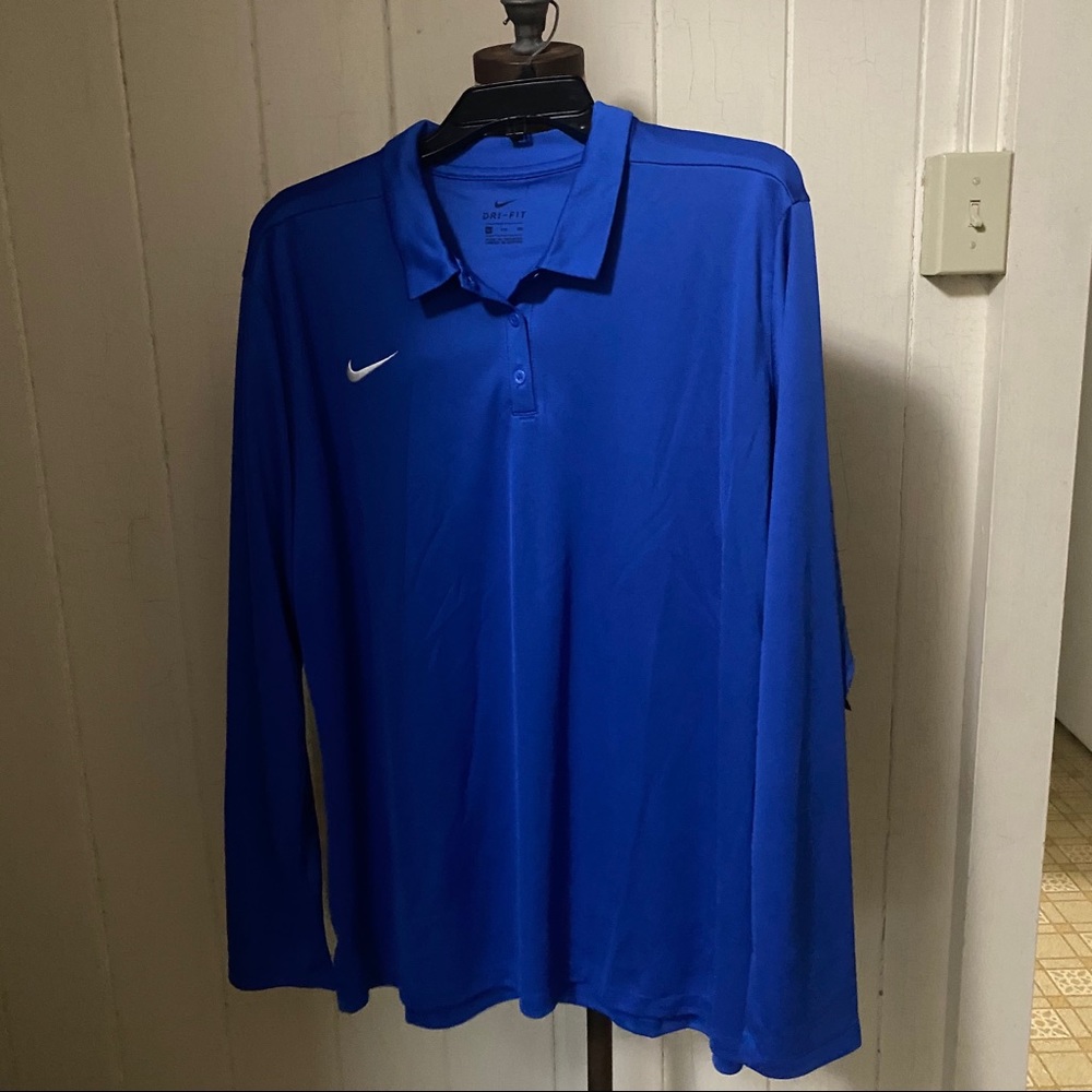 NEW NIKE sz 3XL Blue Polo Long Sleeve DriFIT